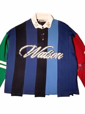 🪎👕🏉👕🪎Watson Multi-Color Striped Rugby Polo -Size M
